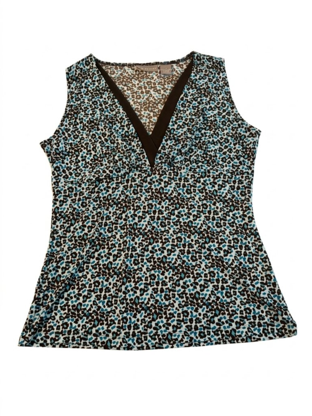 Kim Rogers Animal Print Sleeveless Tank Top V-Neck Size Large
